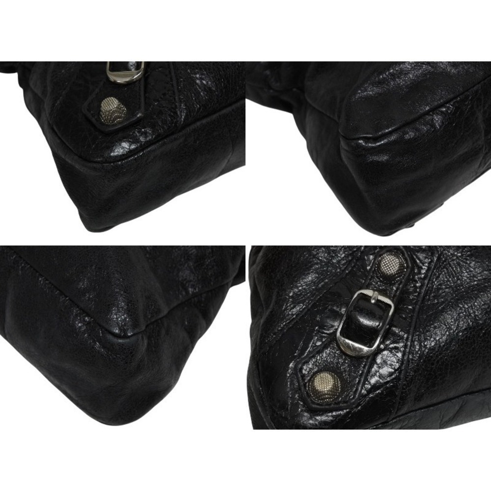 Balenciaga Black Calfskin Leather Shoulder Bag City Handbag The - Picture 5 of 8